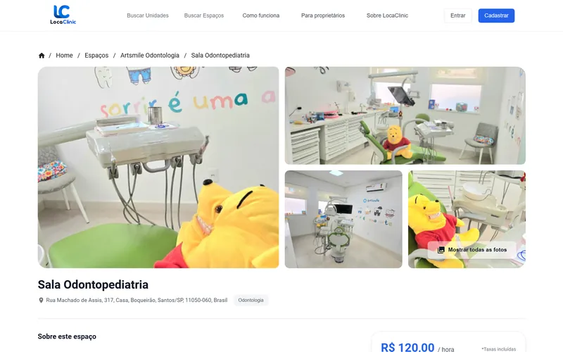 Página inicial do marketplace LocaClinic