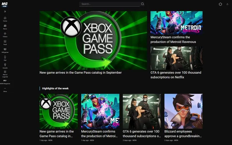 Página inicial do Mundo Gamer Community