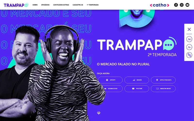 Página inicial do Trampapo, podcast da Catho